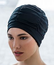 Fabric swim. cap w. inner foil