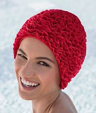 Ruffled swimming cap inner cap