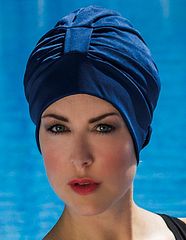 Fabric swim. cap w. inner cap