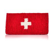 Knitted headband w.swiss cross red